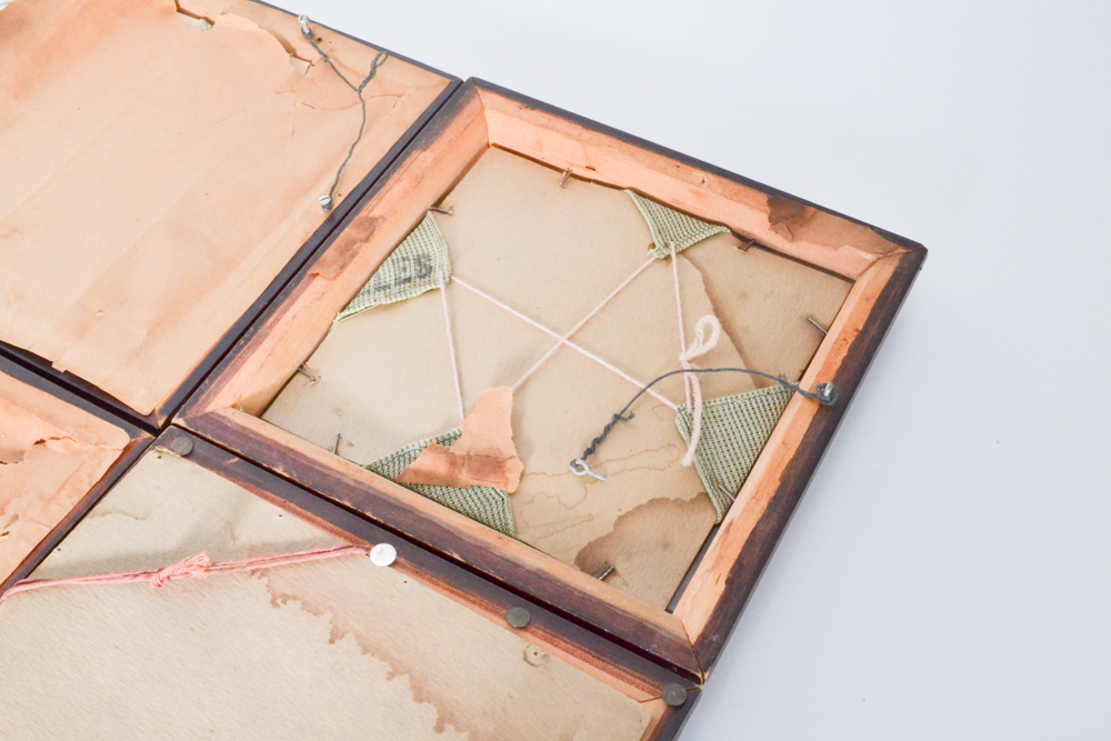 Set of Four Framed Antique Jolles Needlepoint Portraits