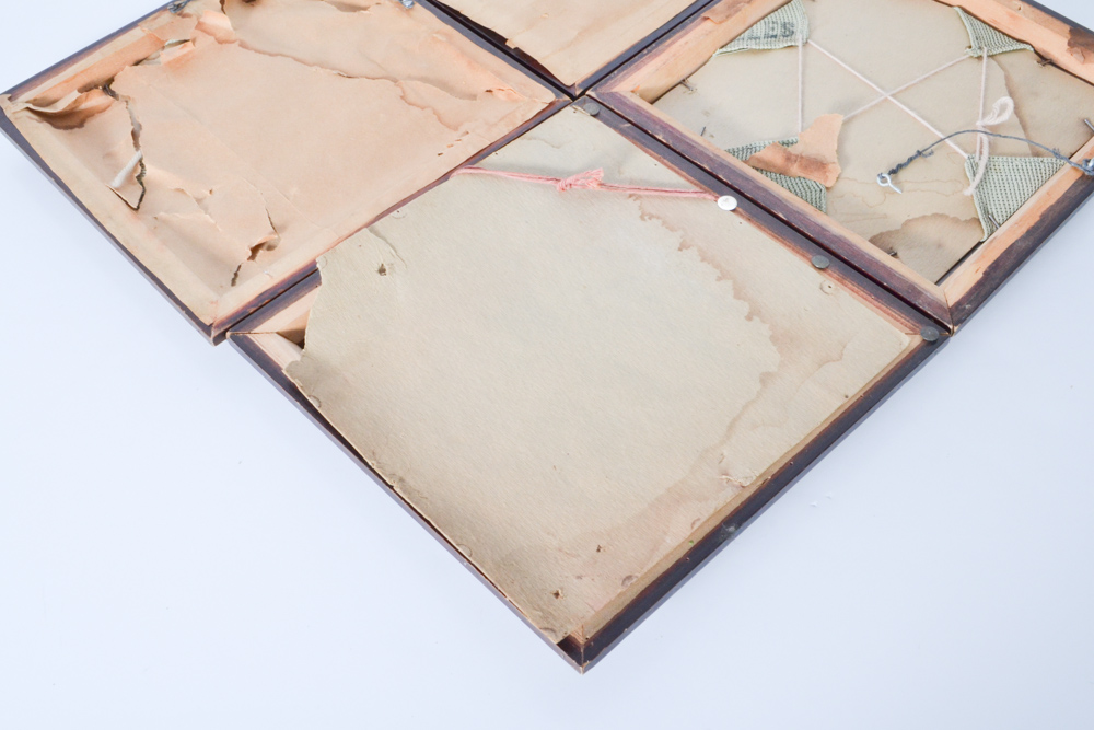 Set of Four Framed Antique Jolles Needlepoint Portraits