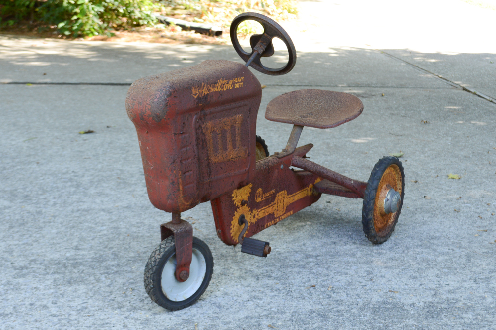 Vintage Children's Hamilton Iron Tractor and Cart