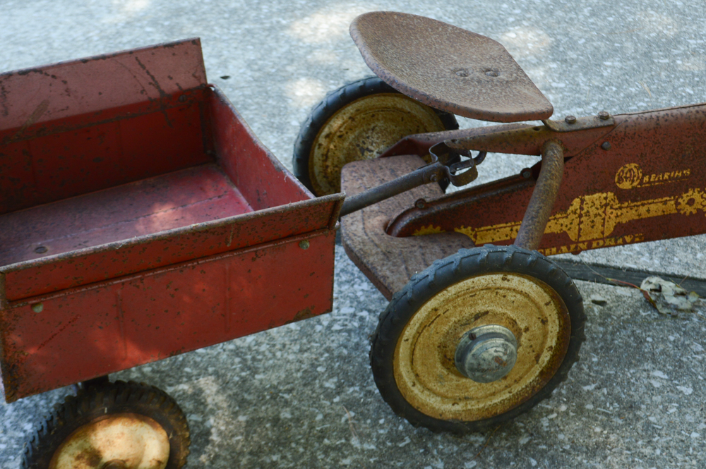 Vintage Children's Hamilton Iron Tractor and Cart