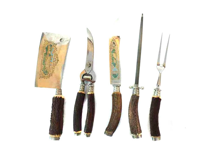 Vintage Rostfrei Solingen German Stag Horn Carving Set