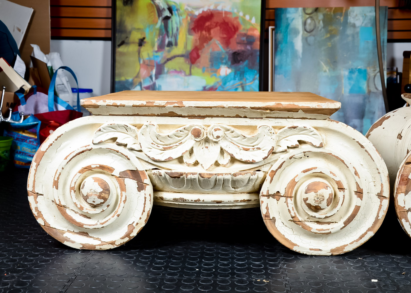 Restoration Hardware Distressed Ionic Capital Coffee Tables
