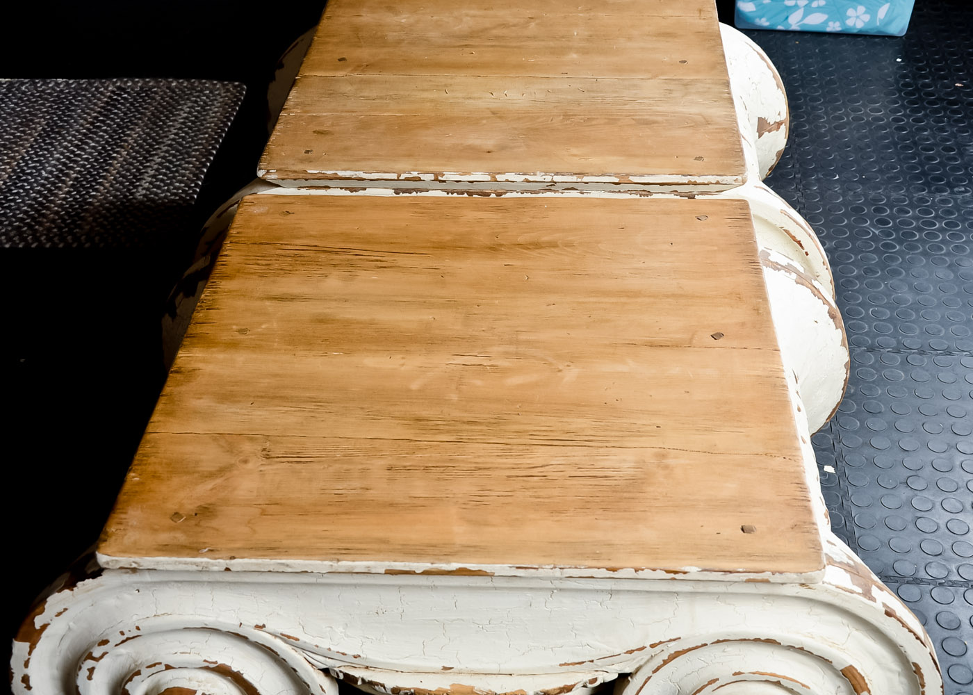 Restoration Hardware Distressed Ionic Capital Coffee Tables
