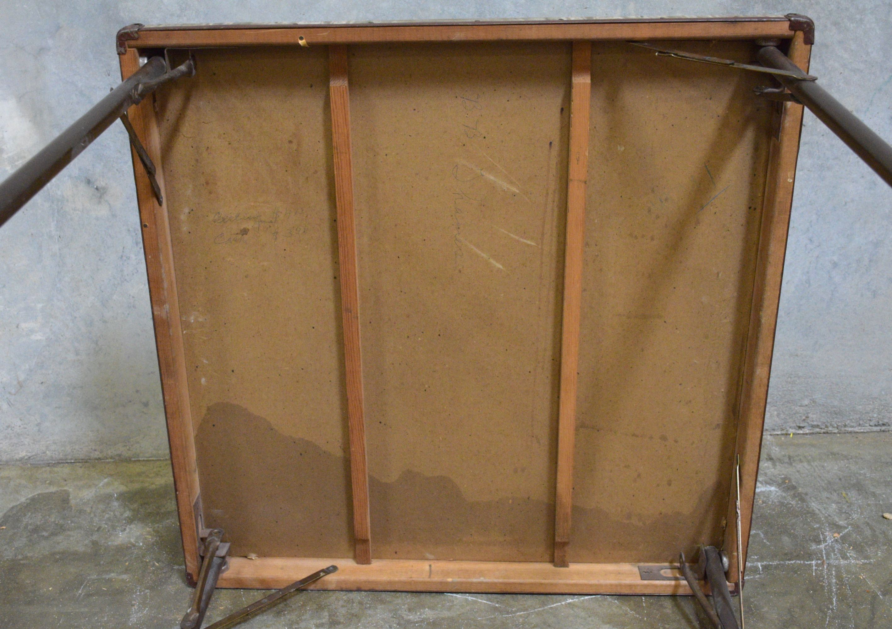 Vintage Card Table and Faux Leather Ottoman