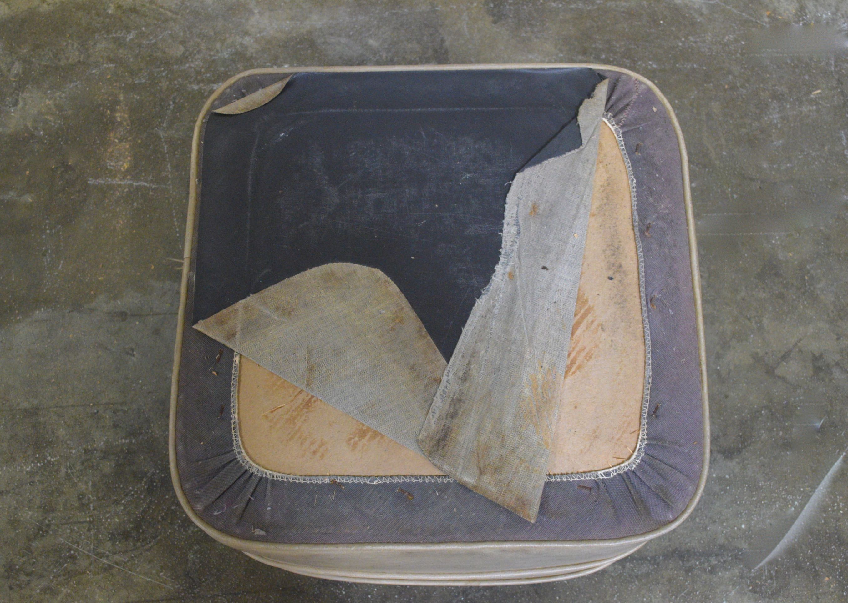 Vintage Card Table and Faux Leather Ottoman