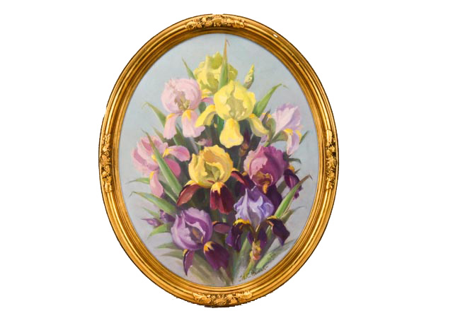 Original Margaret Herrick "Iris" Oil on Board Still Life
