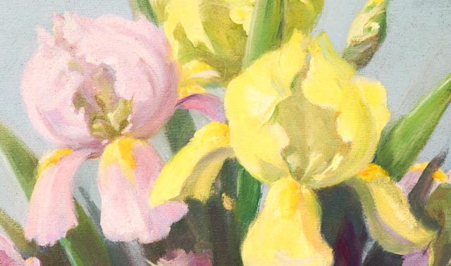 Original Margaret Herrick "Iris" Oil on Board Still Life