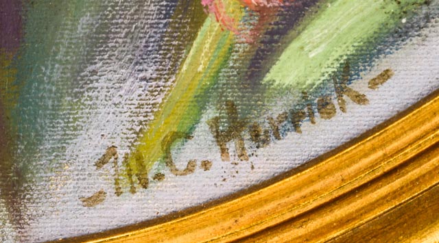 Original Margaret Herrick "Iris" Oil on Board Still Life