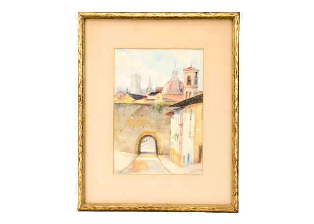Original Watercolor of Florence Scene by Gertrude Sanderson