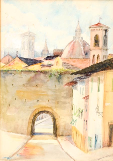 Original Watercolor of Florence Scene by Gertrude Sanderson