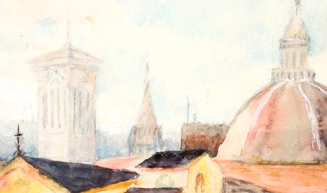 Original Watercolor of Florence Scene by Gertrude Sanderson