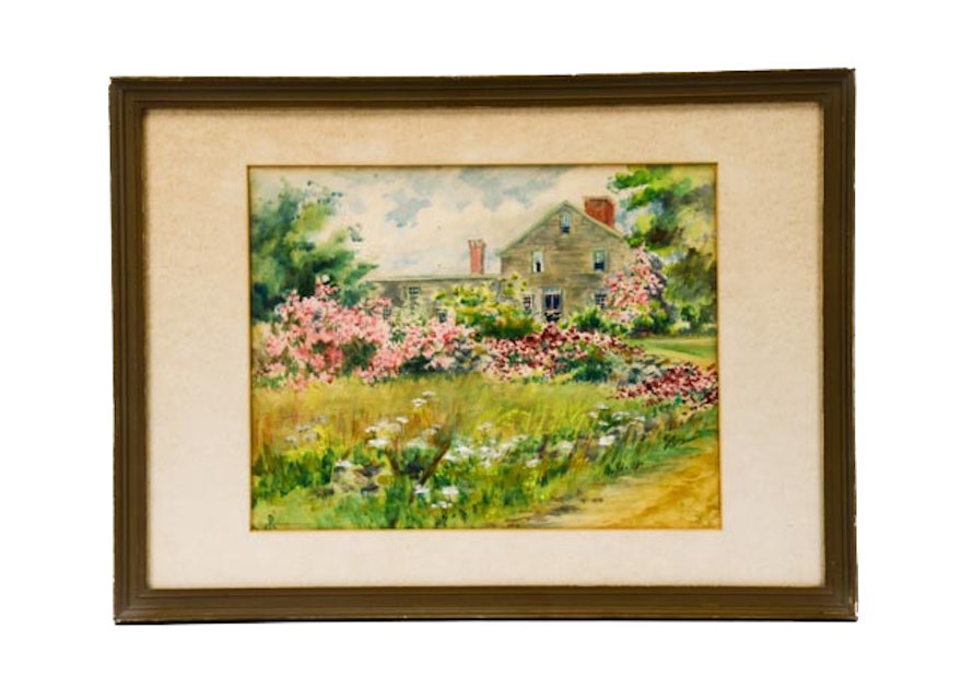 Original Watercolor "Dr. Moffatt House" by Gertrude F. Sanderson