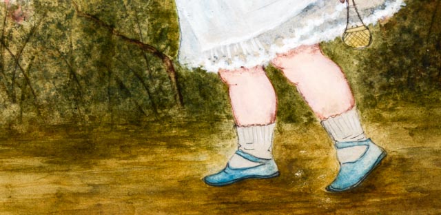 Vintage Gouache Painting of Little Girl