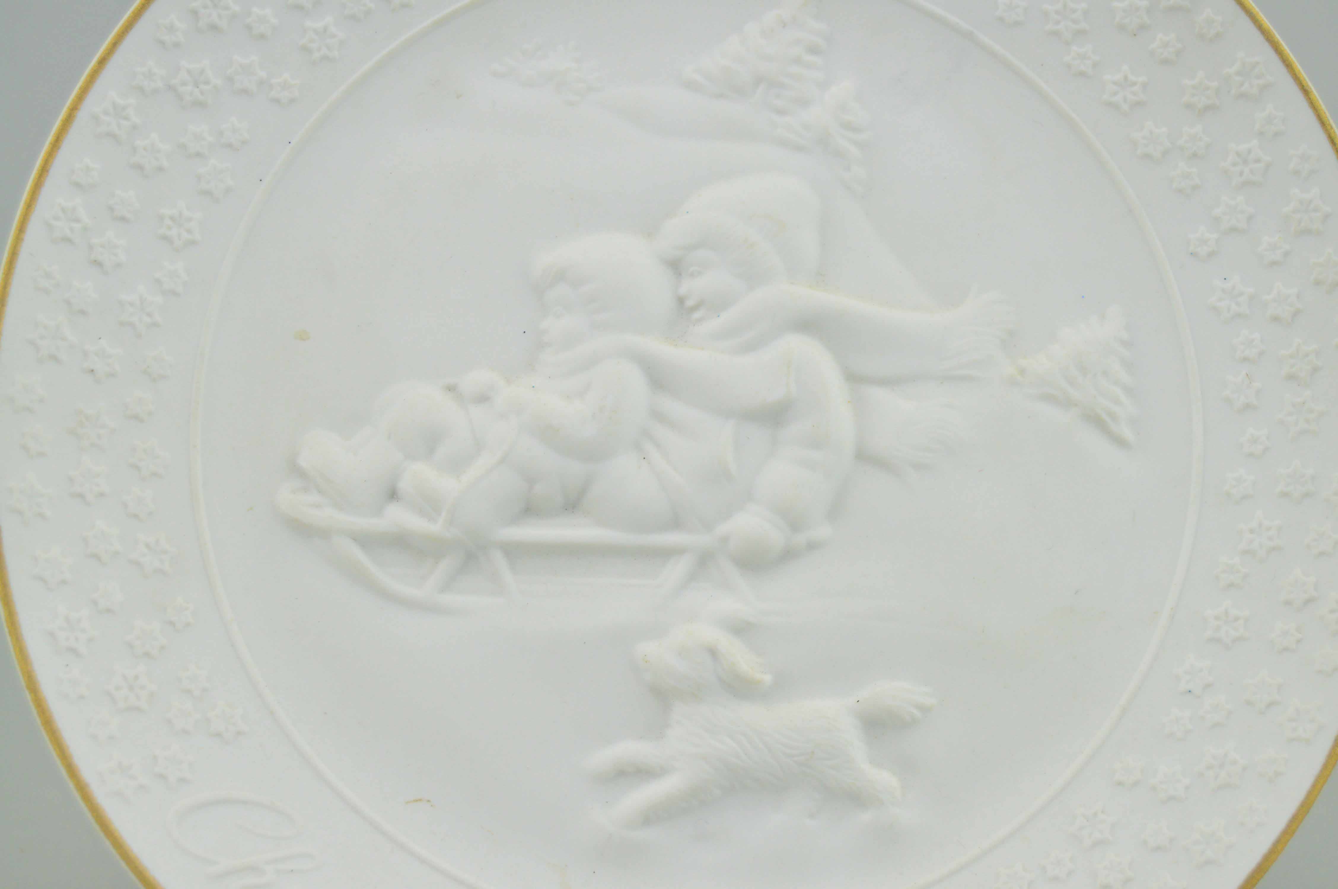 Pair of Vintage Gold Trimmed Christmas Plates by Avon