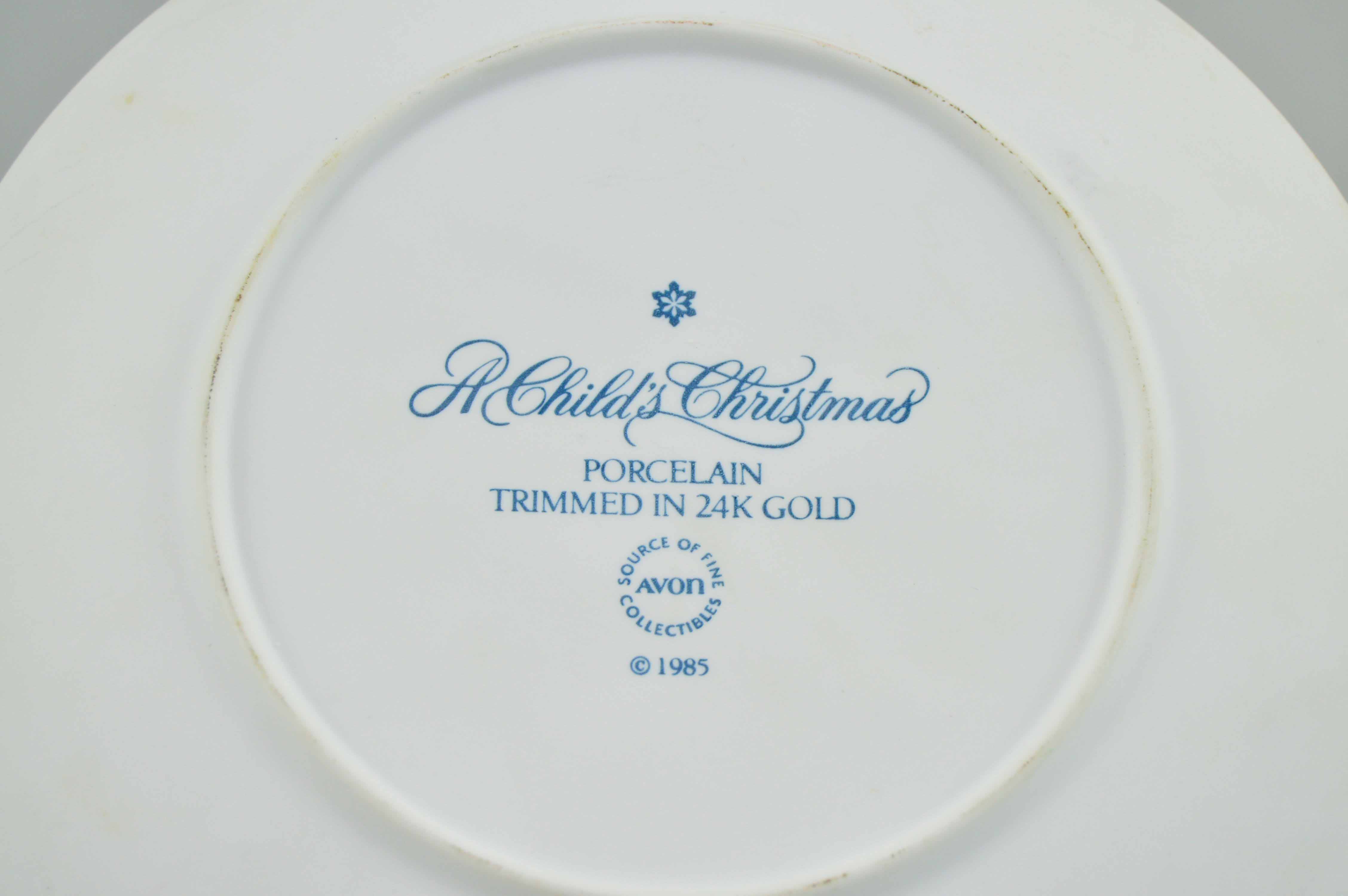 Pair of Vintage Gold Trimmed Christmas Plates by Avon