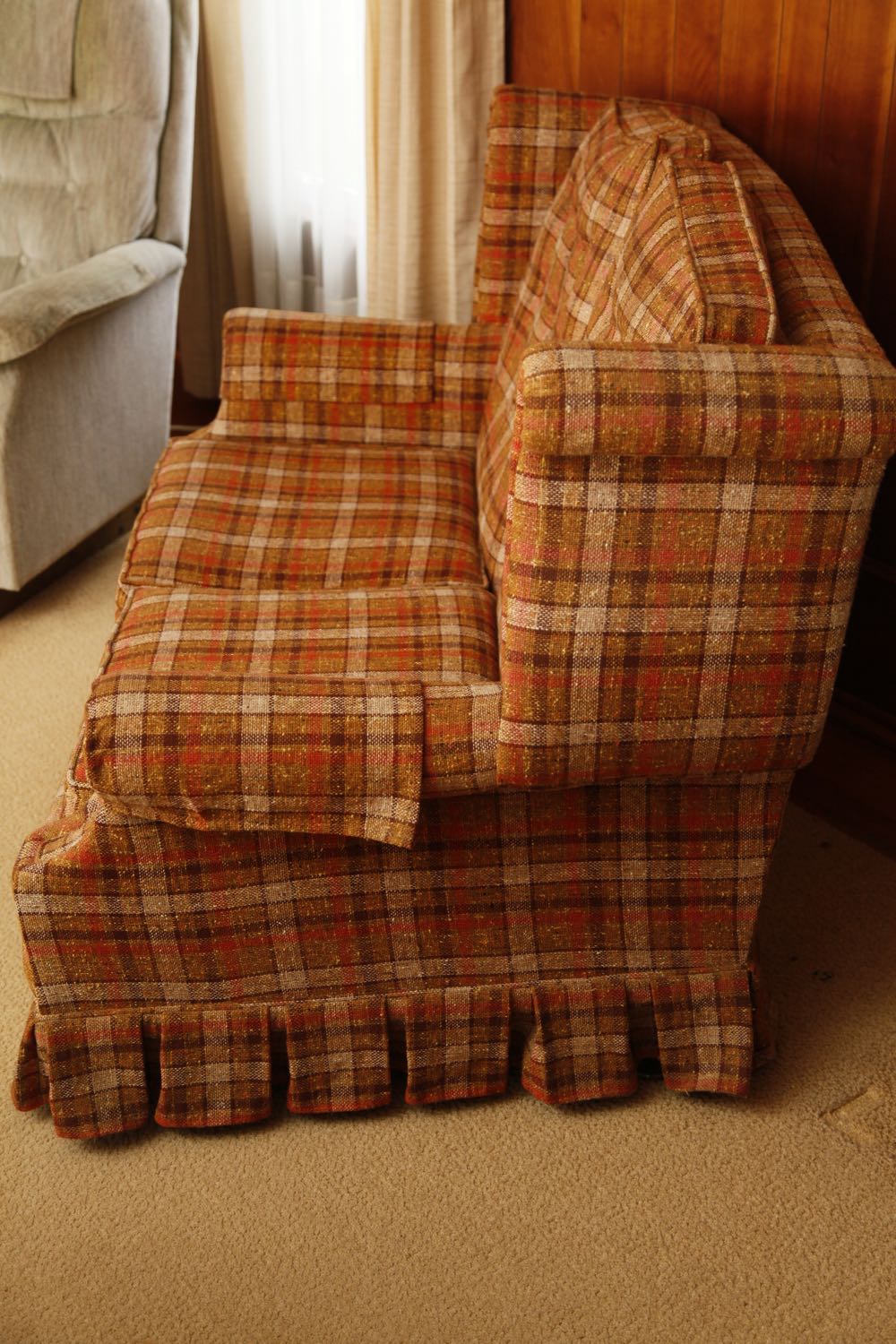 Vintage Plaid Wingback Loveseat