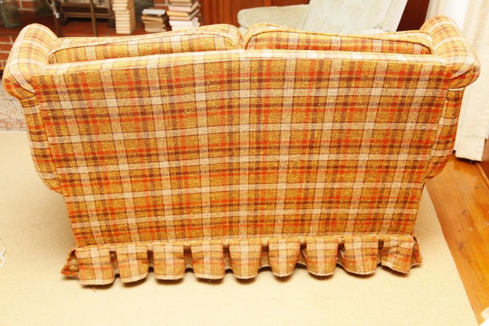 Vintage Plaid Wingback Loveseat