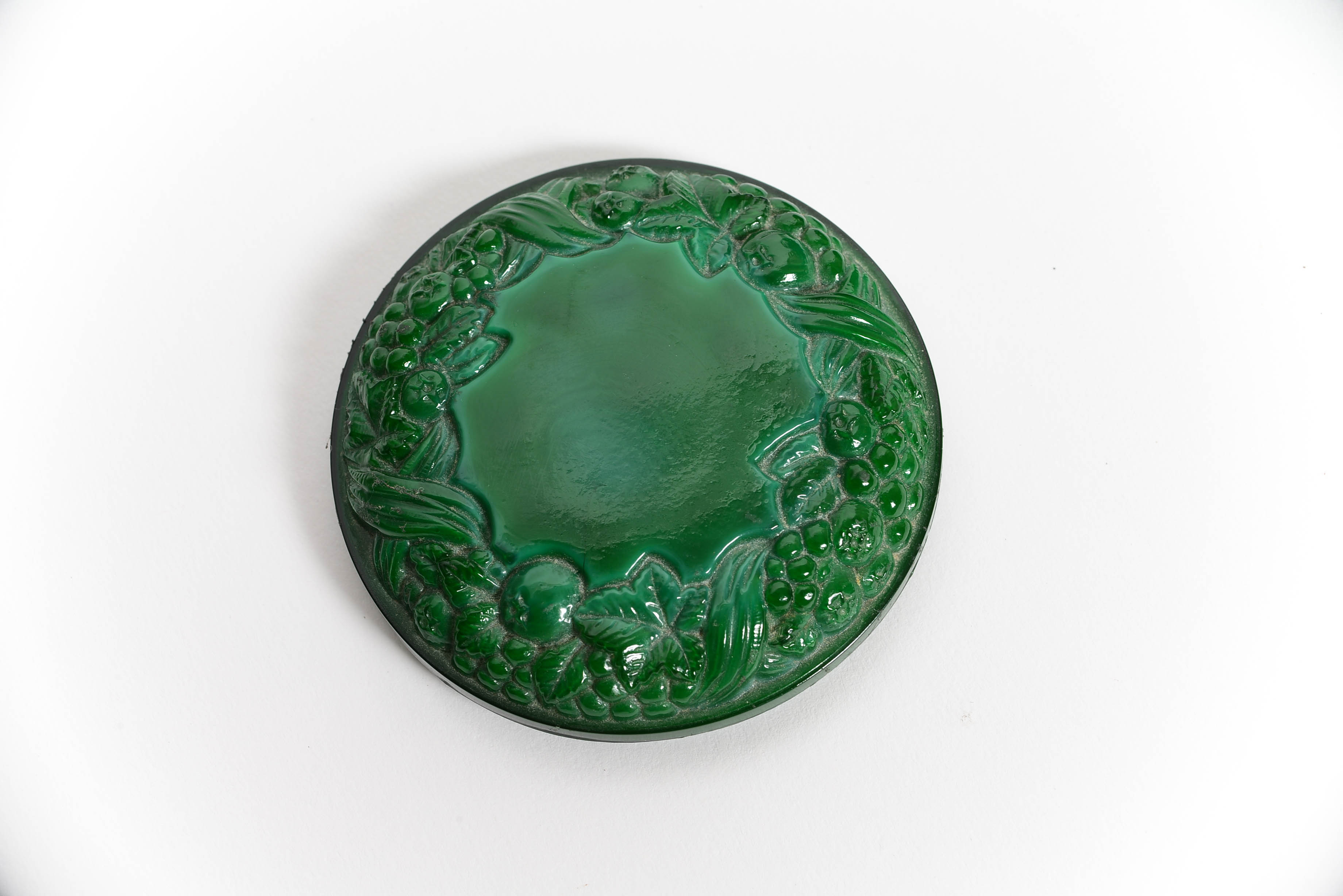 Antique Glass Jade Trinket Box