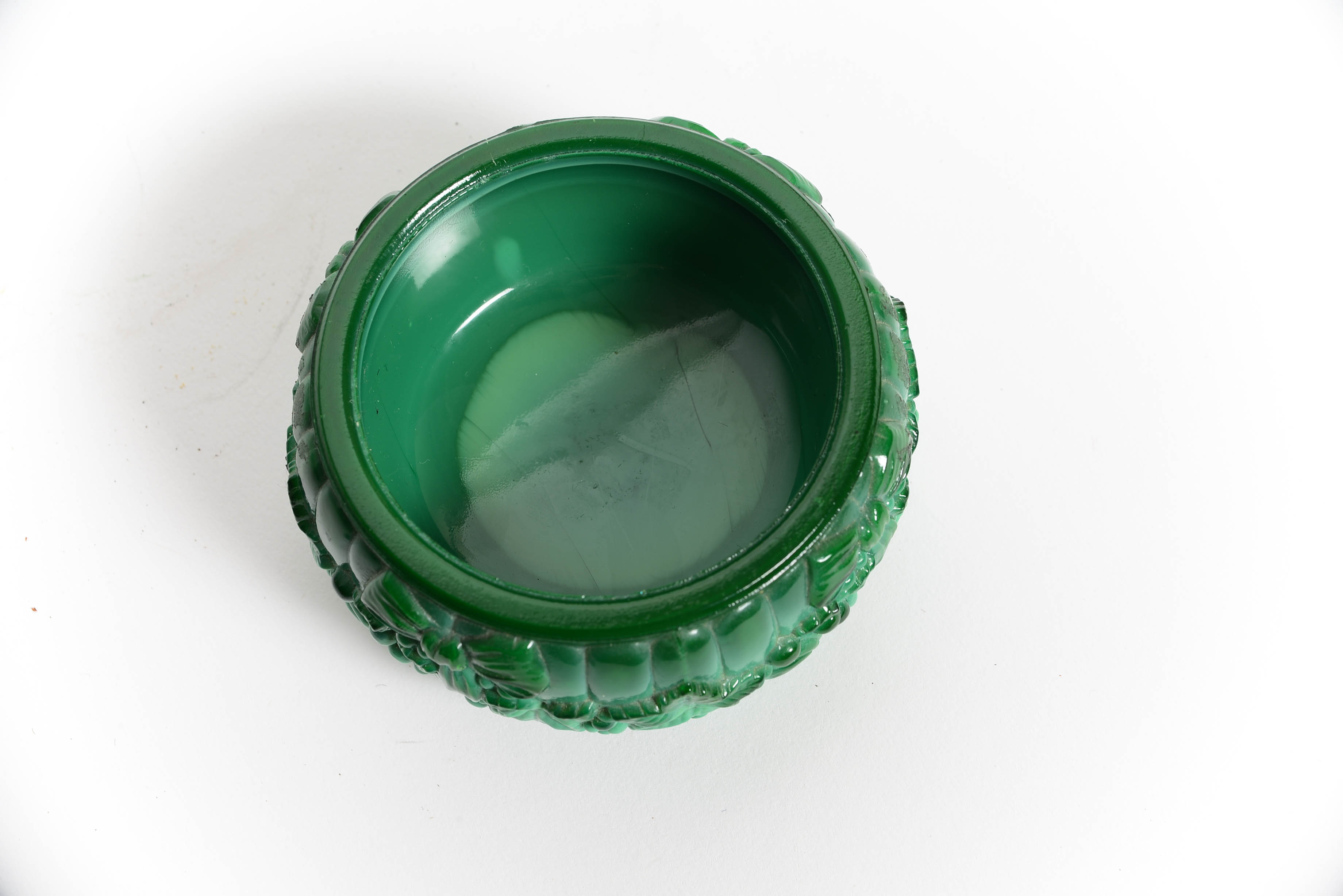 Antique Glass Jade Trinket Box