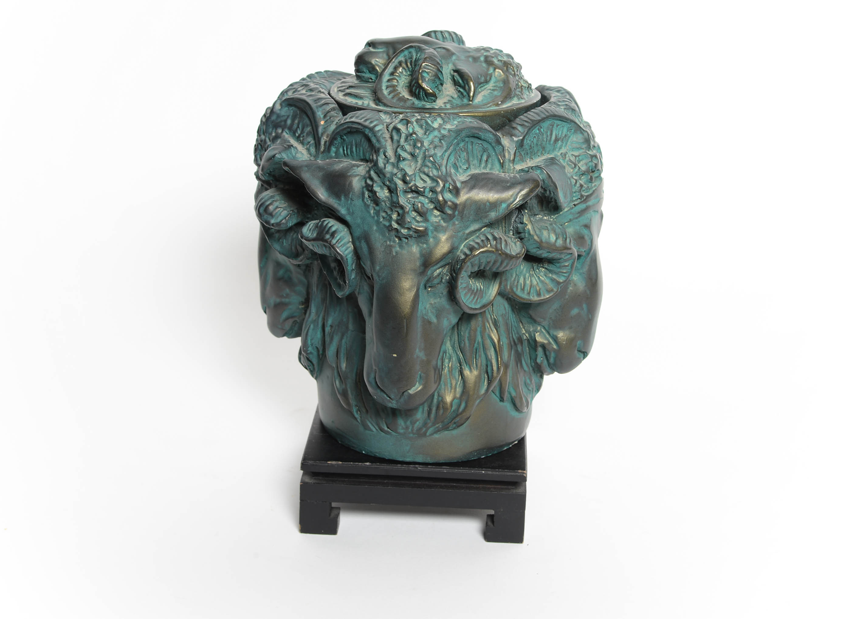 Vintage Resin Ram Head Container