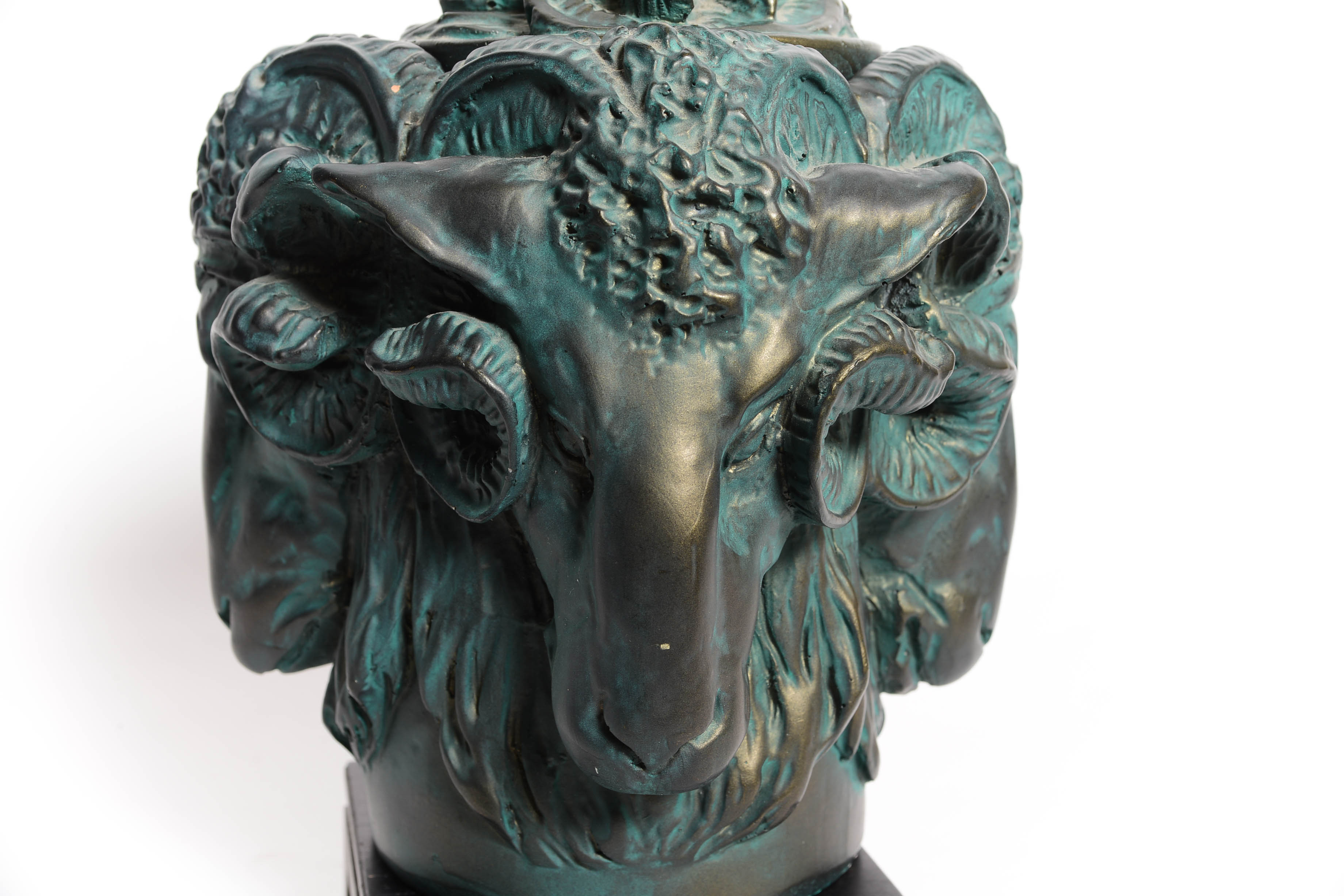 Vintage Resin Ram Head Container