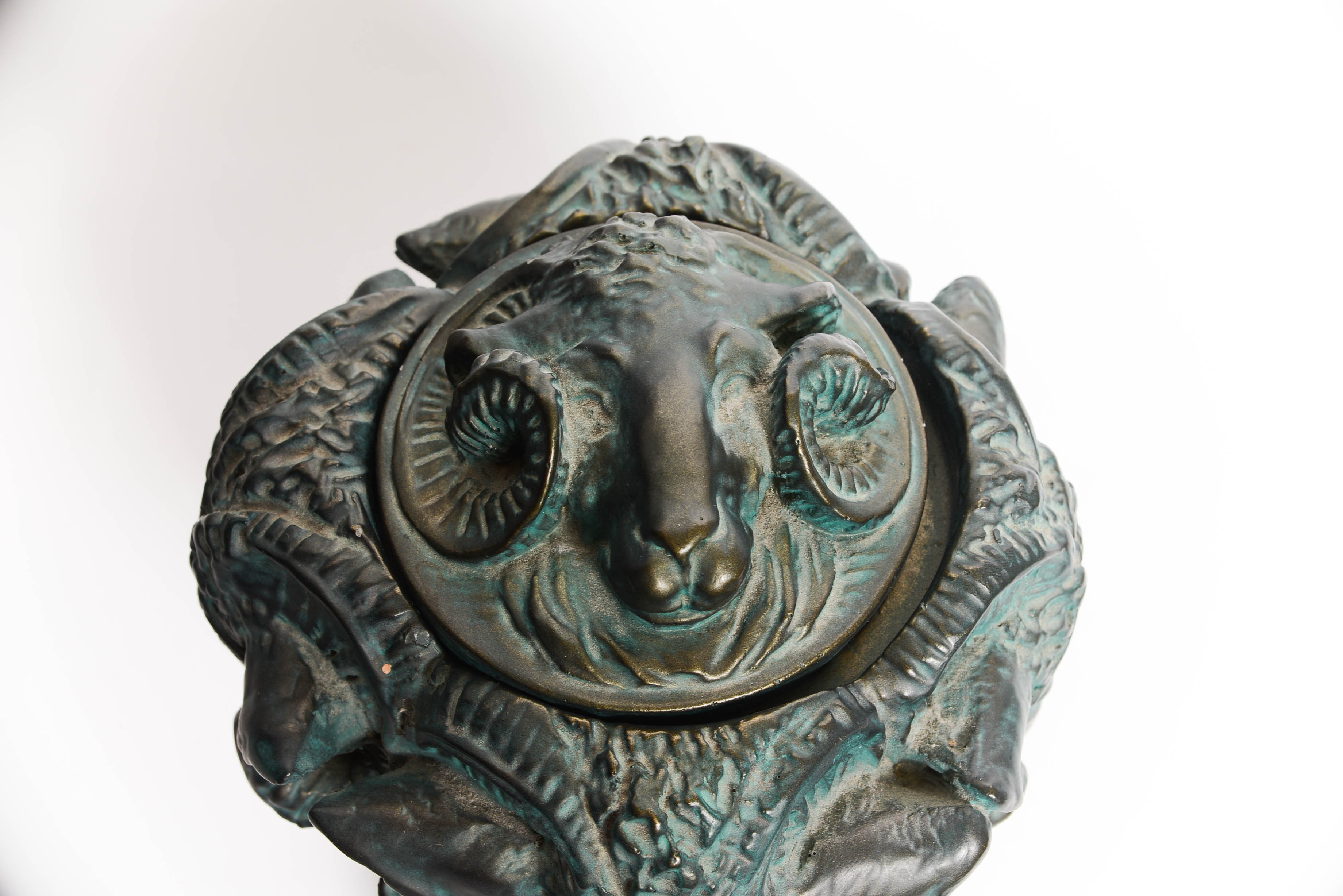 Vintage Resin Ram Head Container