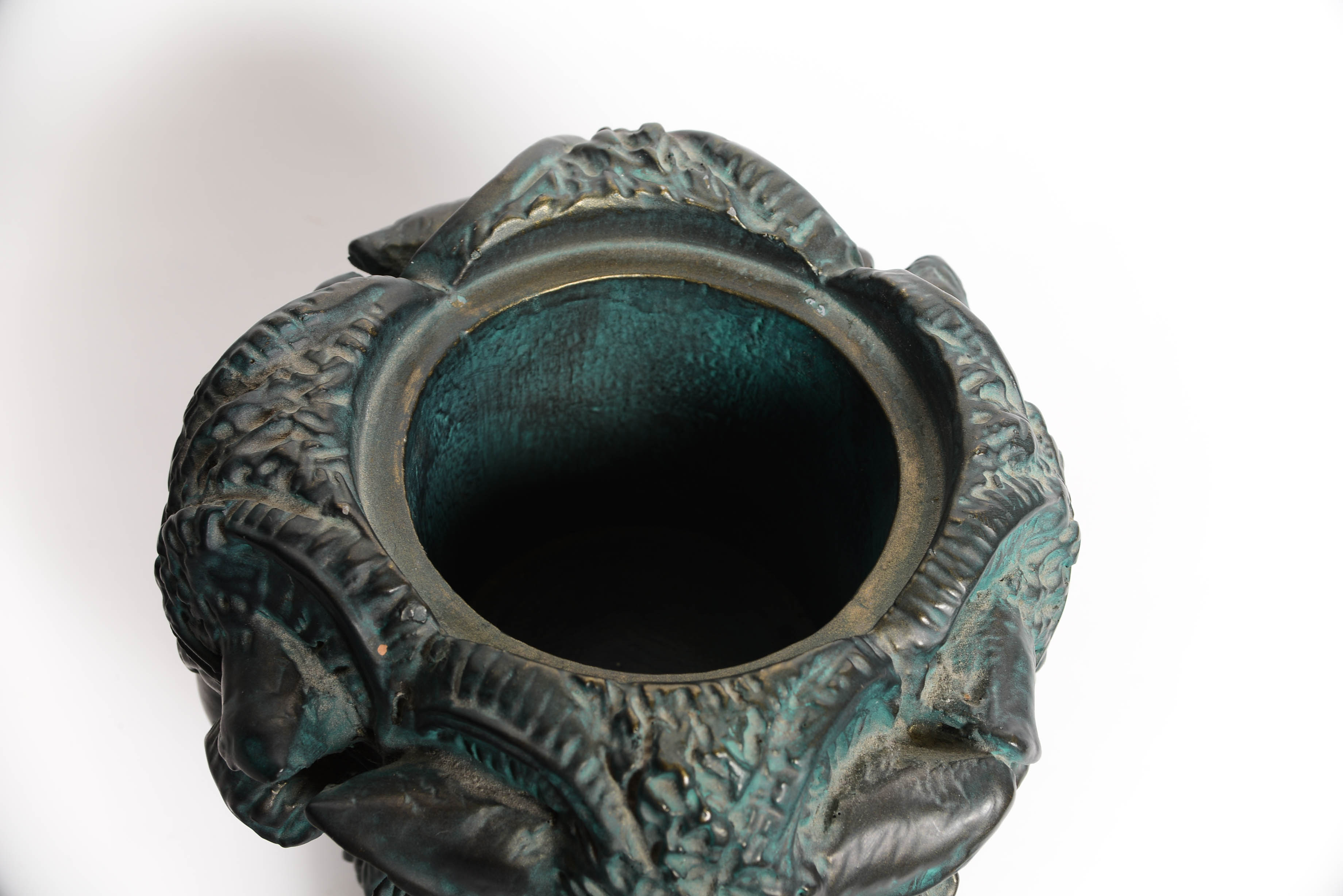 Vintage Resin Ram Head Container