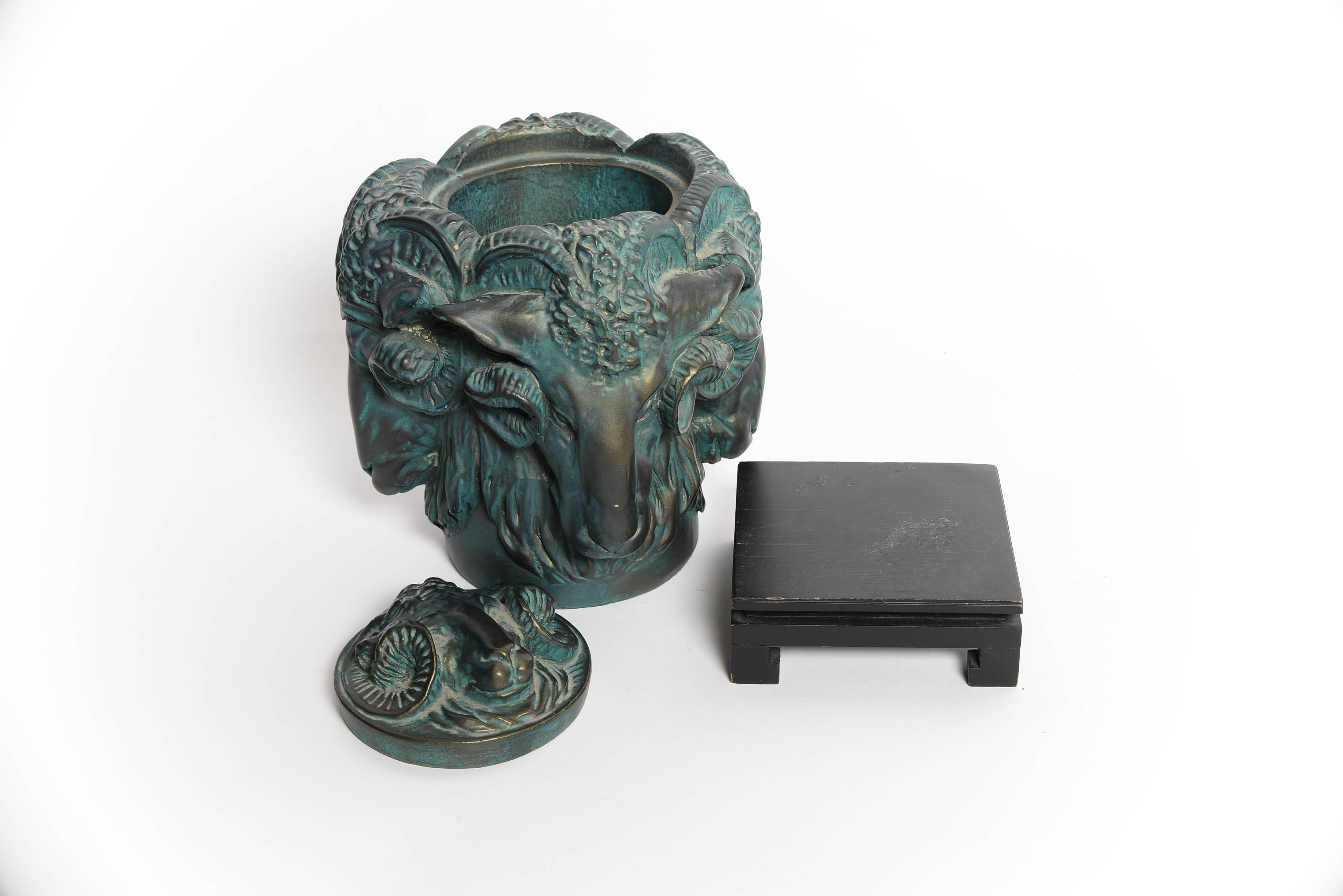 Vintage Resin Ram Head Container