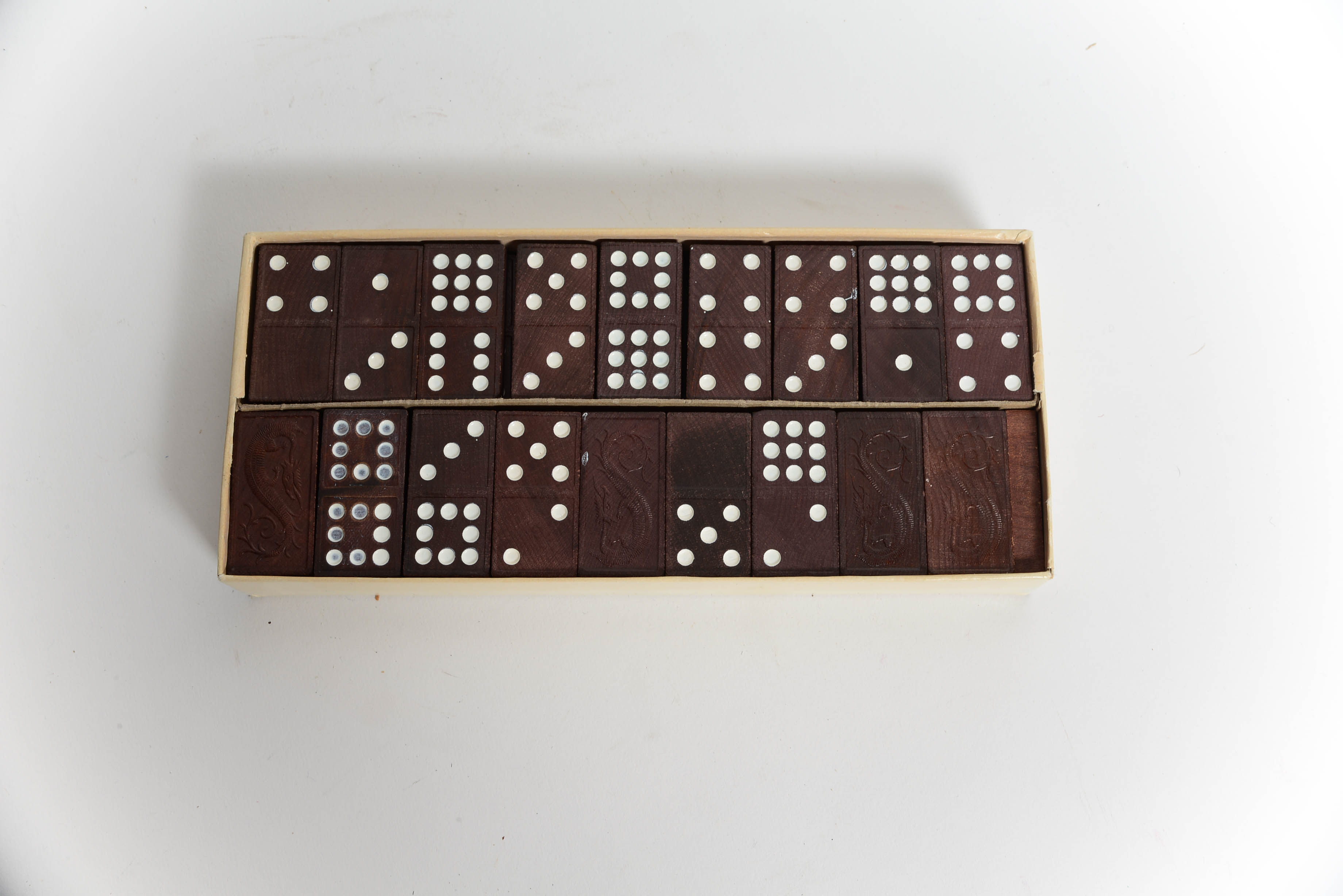 Vintage Dragon Double Nine Dominoes