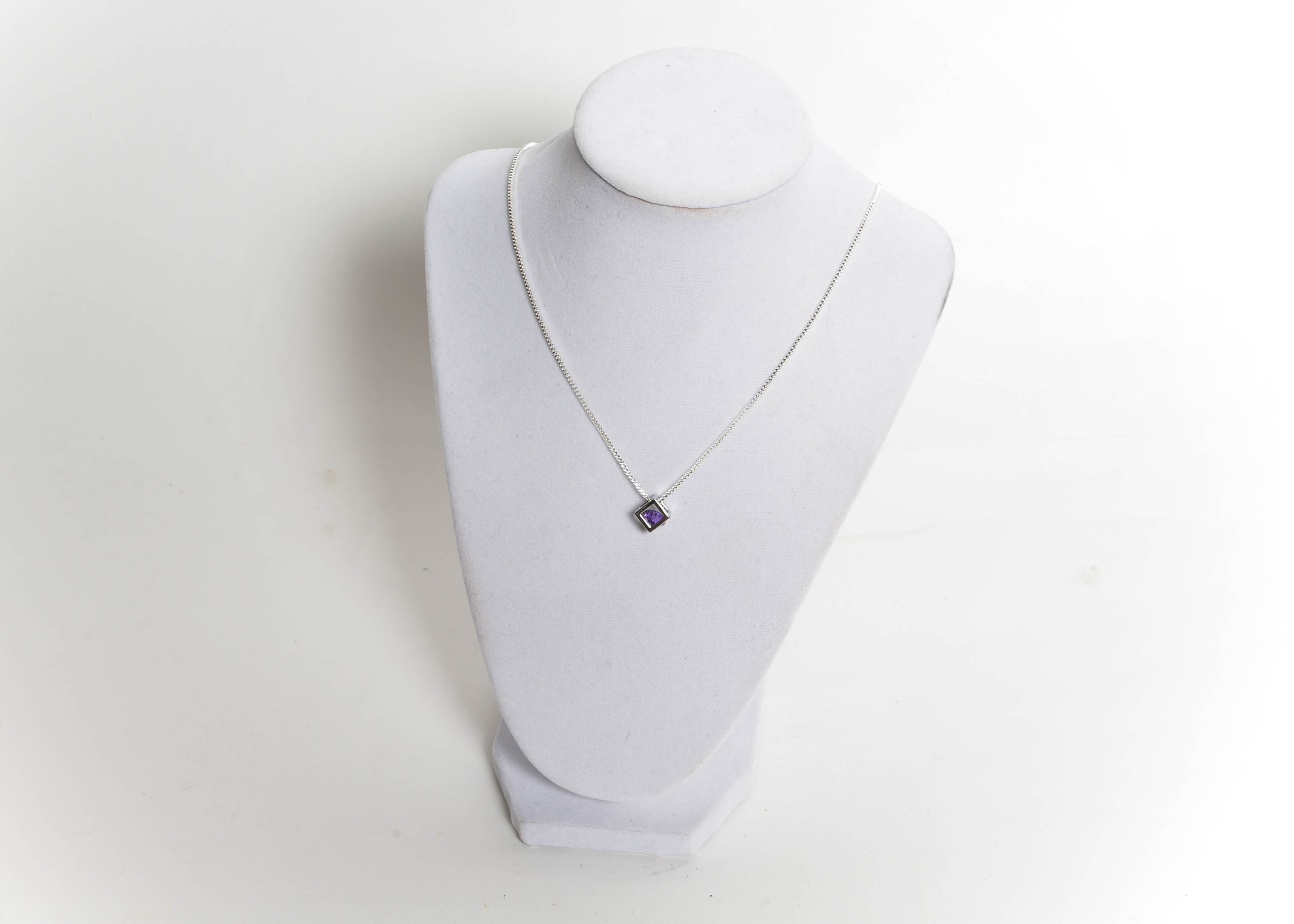 Sterling Silver Purple Stone Pendant Necklace