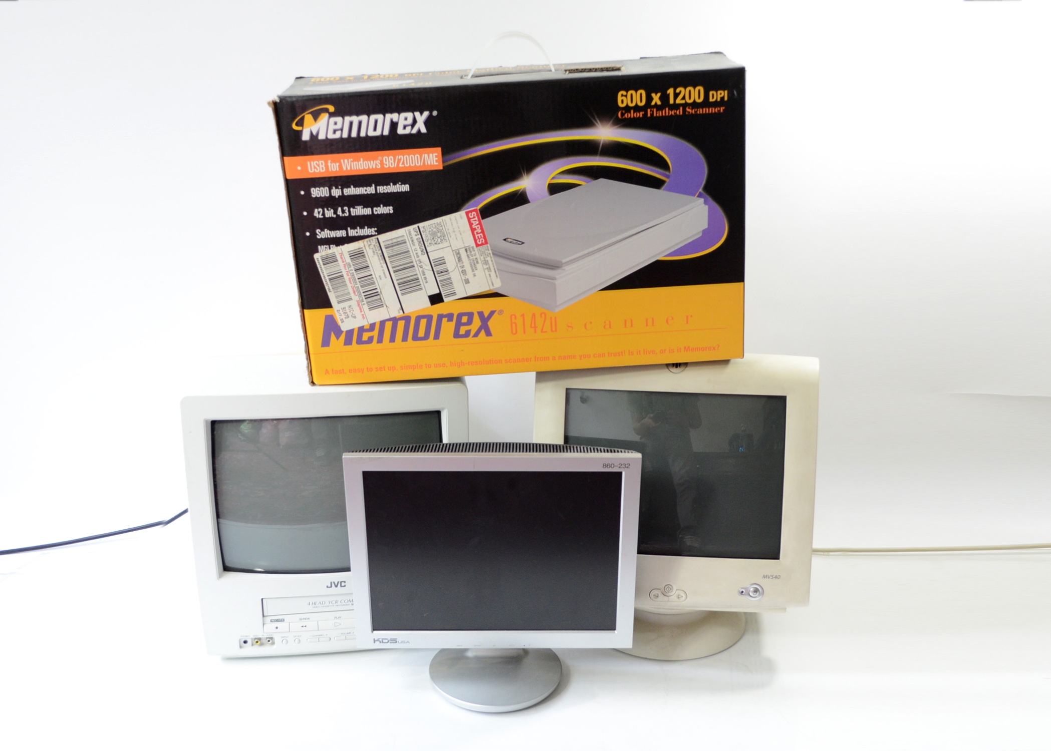 Assortment of Computer Monitors and Scanner