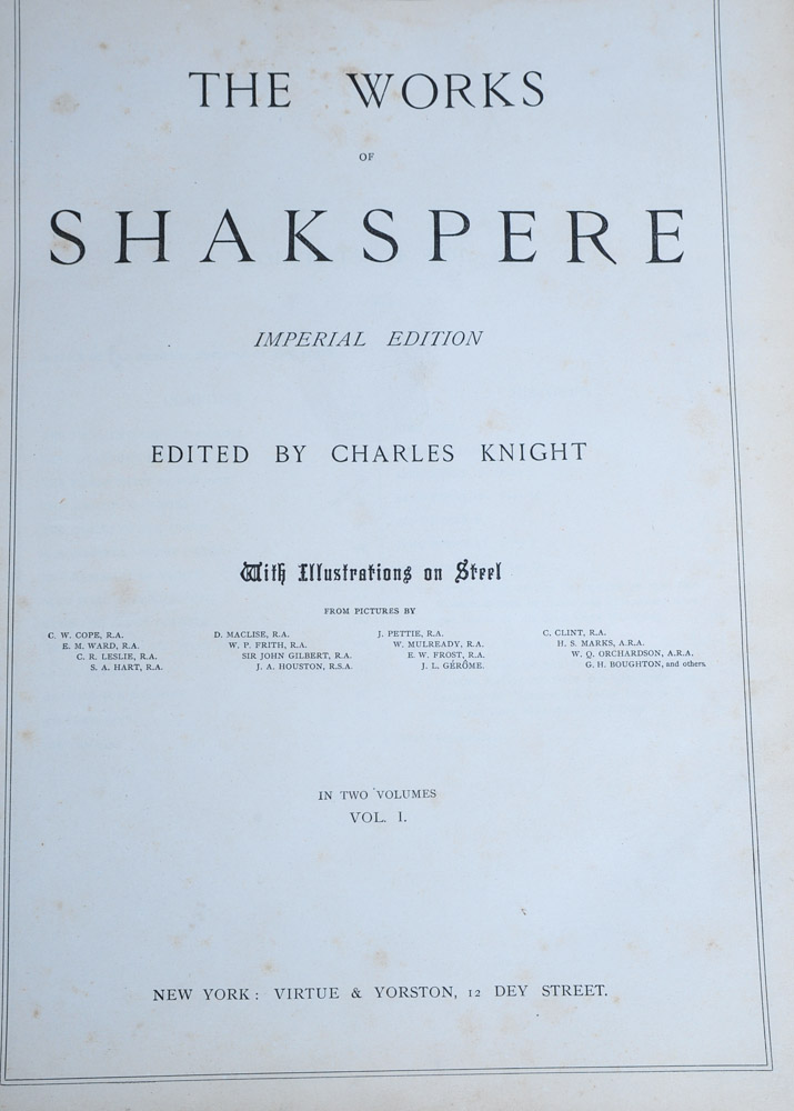 Antique "The Works of Shakespere" by Charles Knight