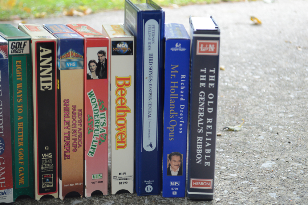 VHS Tape Players and Collection of Vintage VHS Tapes