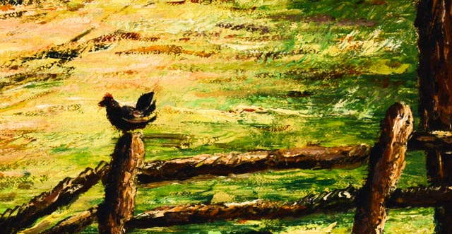 Original Nolan Pennell Oil on Board "Barnyard"