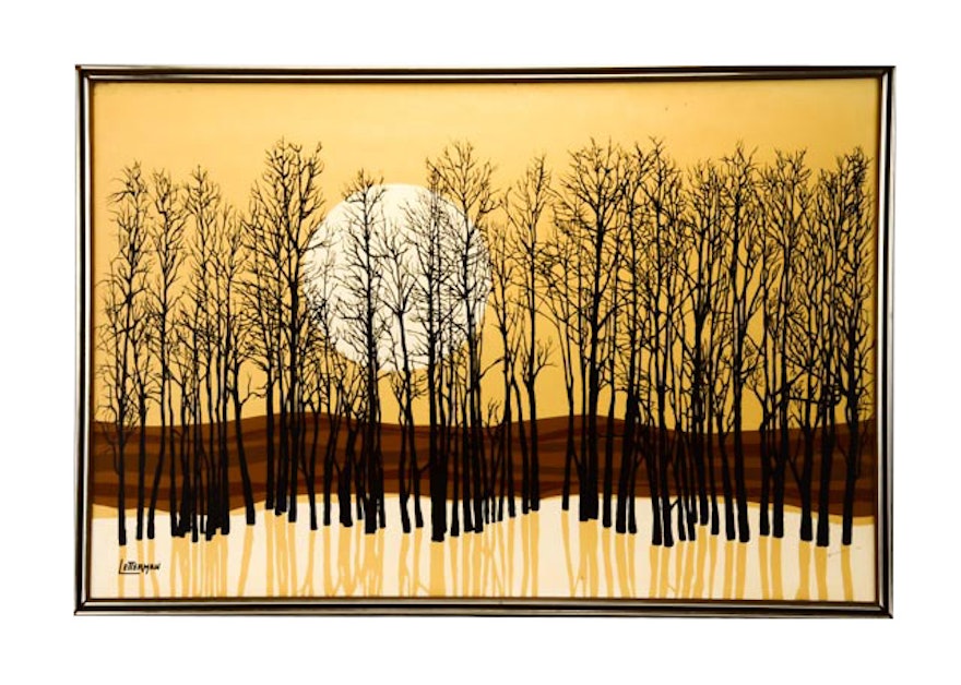Letterman Graphic Painting of Sunset and Trees