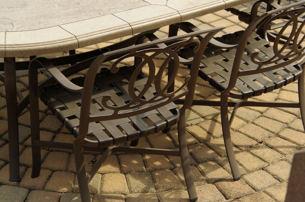 Tropitone Stoneworks Collection Patio Table and Six Chairs