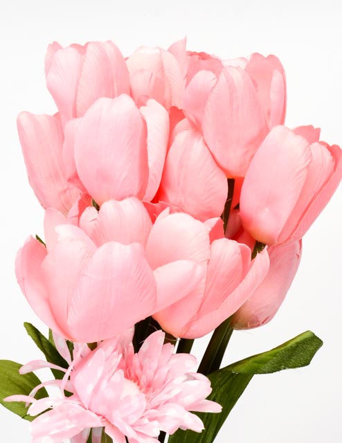 Silk Flowers With Five Decorative Bottle Vases