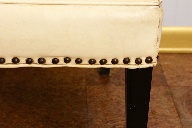 White Leather Chair with Metal Nailhead Trim