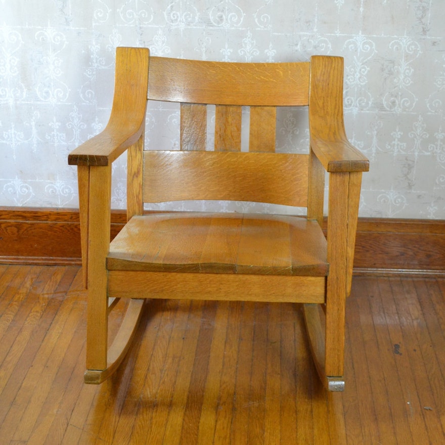 Arts & Crafts Style Oak Rocking Chair