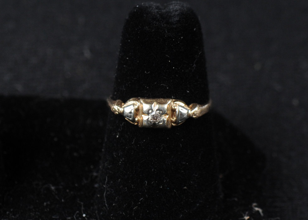 Vintage 14k White and Yellow Gold Diamond Ring