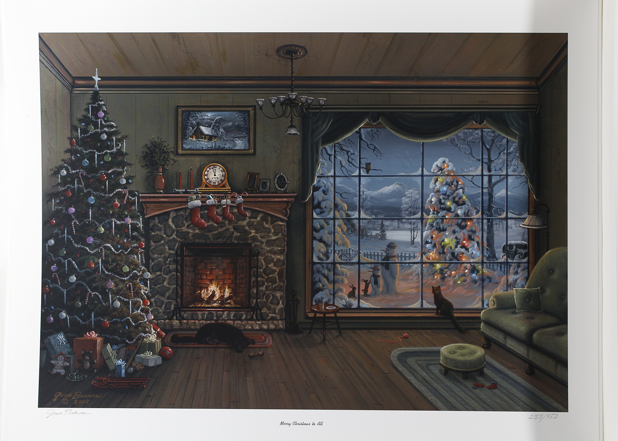 Signed L/E  Jesse Barnes "Merry Christmas to All" Print