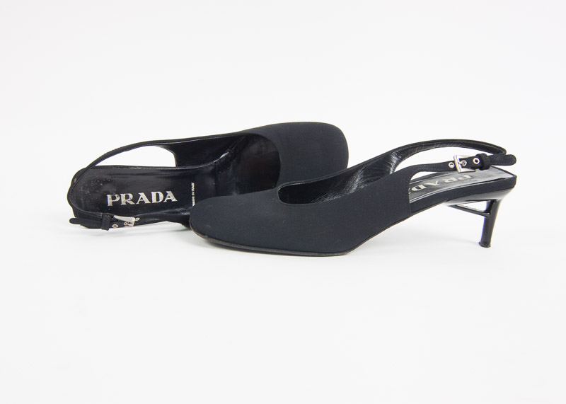 Pair of Prada Women's Kitten Heel Slingbacks, Size 39