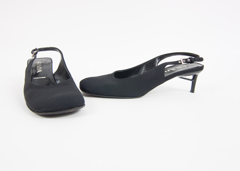 Pair of Prada Women's Kitten Heel Slingbacks, Size 39