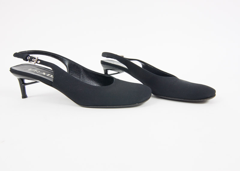 Pair of Prada Women's Kitten Heel Slingbacks, Size 39