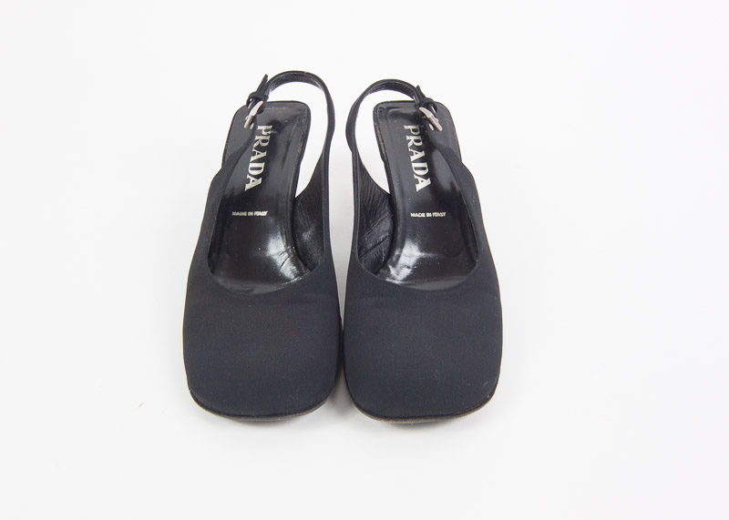 Pair of Prada Women's Kitten Heel Slingbacks, Size 39