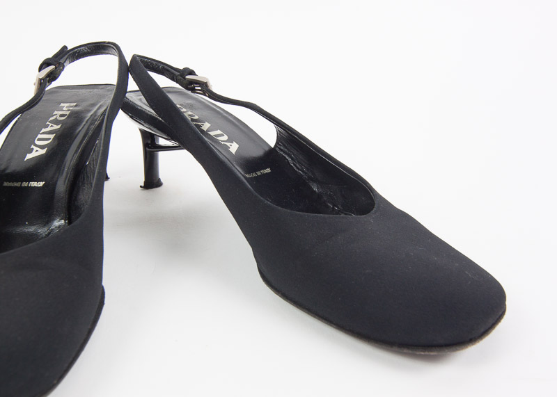 Pair of Prada Women's Kitten Heel Slingbacks, Size 39