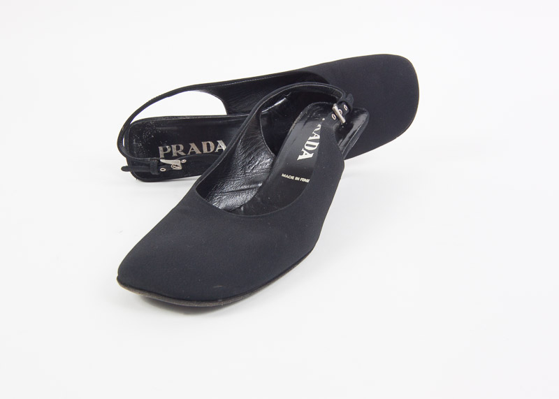 Pair of Prada Women's Kitten Heel Slingbacks, Size 39