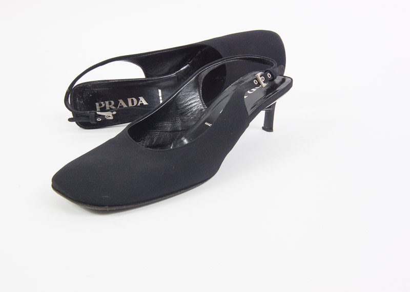 Pair of Prada Women's Kitten Heel Slingbacks, Size 39