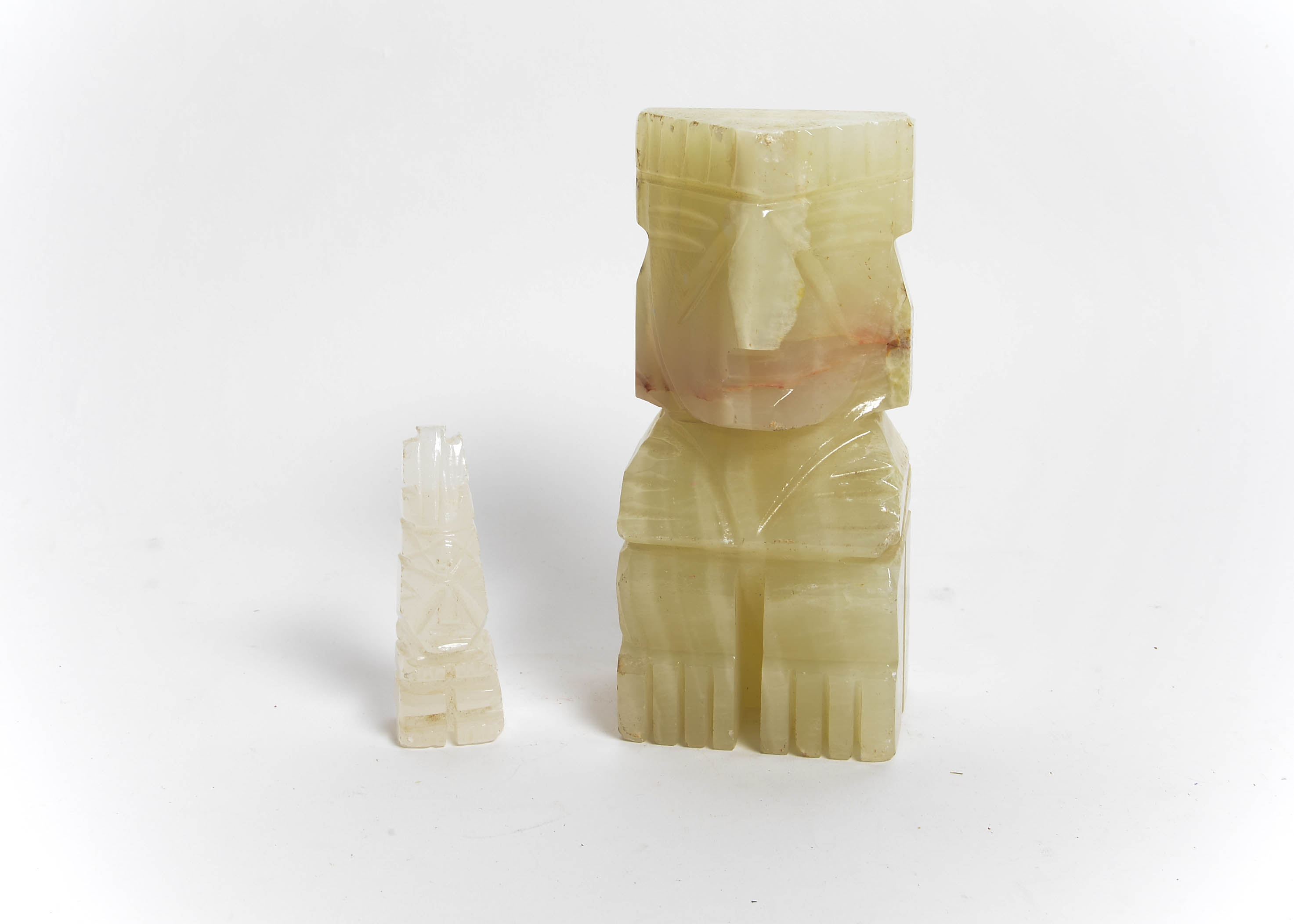 Vintage Egyptian Jade Carved Statues