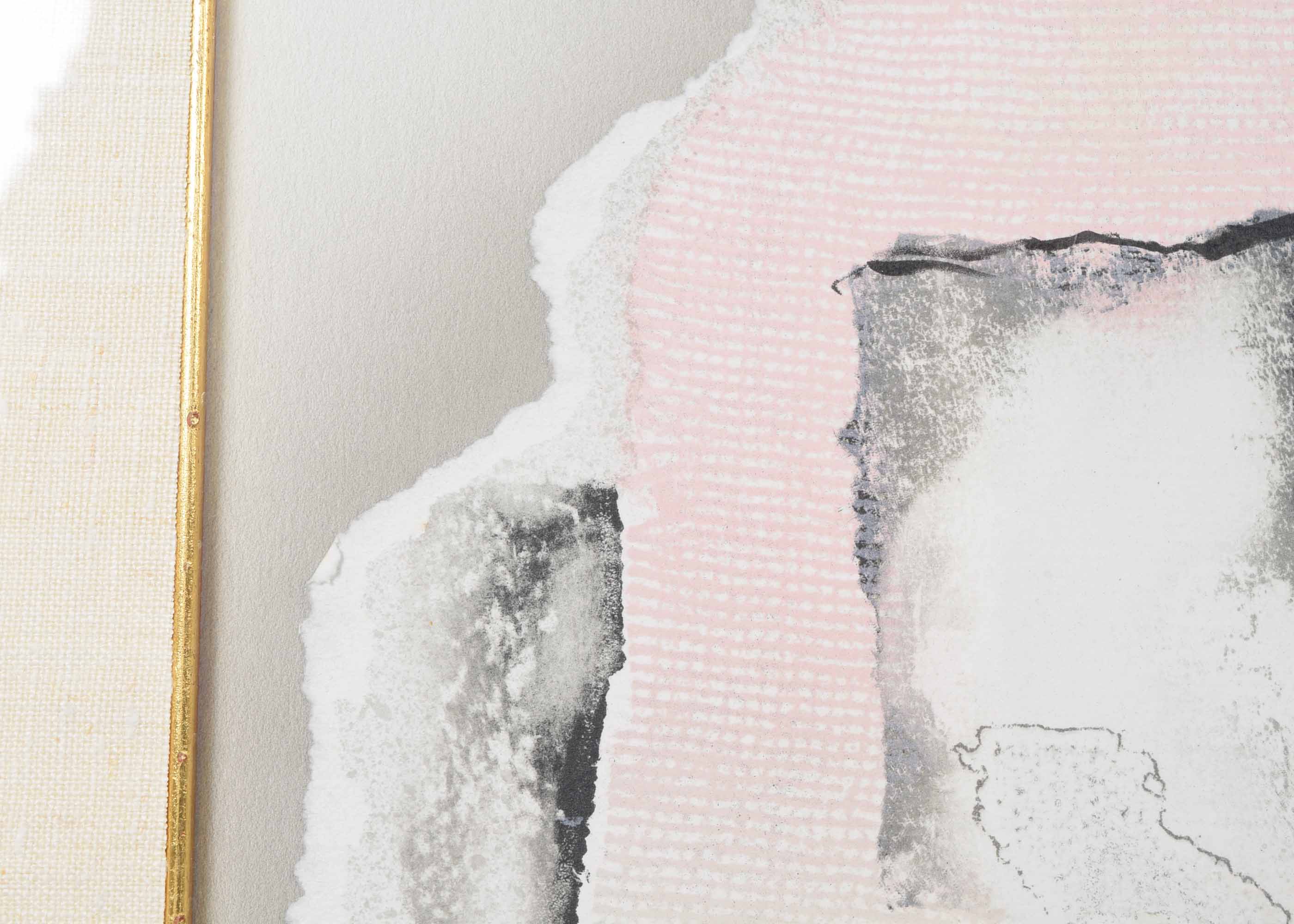 Laszlo Dus Signed Original Torn Lithograph Collage "Ablak VIII"